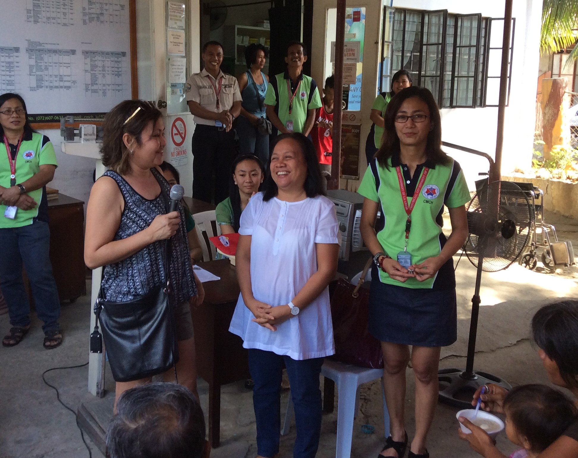 Lyn Ursua (Left) and Mila Gamboa (Center) delivering a motivational speech.